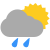 Períodos nublados com chuva fraca