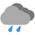 Céu muito nublado com chuva fraca