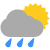Períodos nublados com chuva moderada
